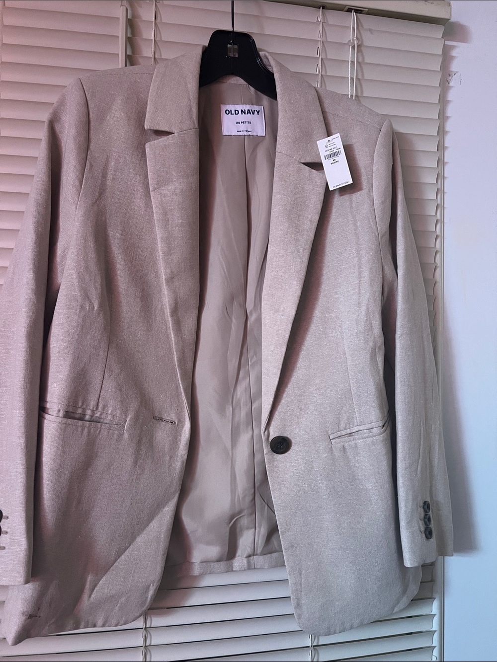 Old Navy women’s/Men's Light Tan Linen-Blend Single-Button Blazer